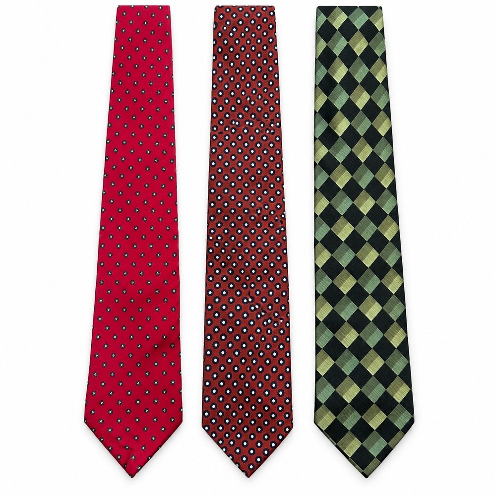 Business Professional Silk Necktie Bundle Mens OS Red Green Geometric Tie Set 3